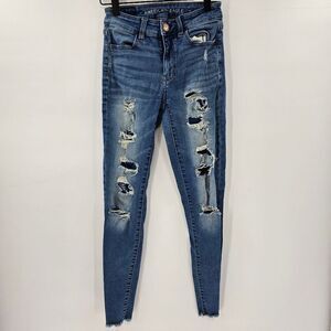 American eagle hi rise jegging jeans 0 distressed ripped